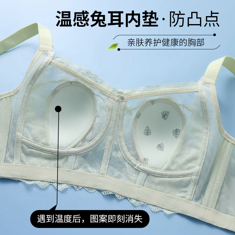 Ropa interior grande pecho pequeño verano Delgado Orejas de conejo Sujetador push up inalámbrico sujetador de mama estilo francés ropa interior para mujeres