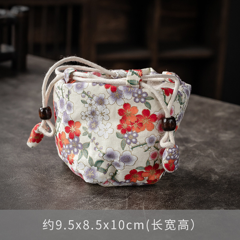 Bolsa de almacenamiento de taza única maestra bolsa de taza maestra taza de té portátil taza de construcción bolsa de tela con cordón de algodón y lino bolsa de tela juego de té