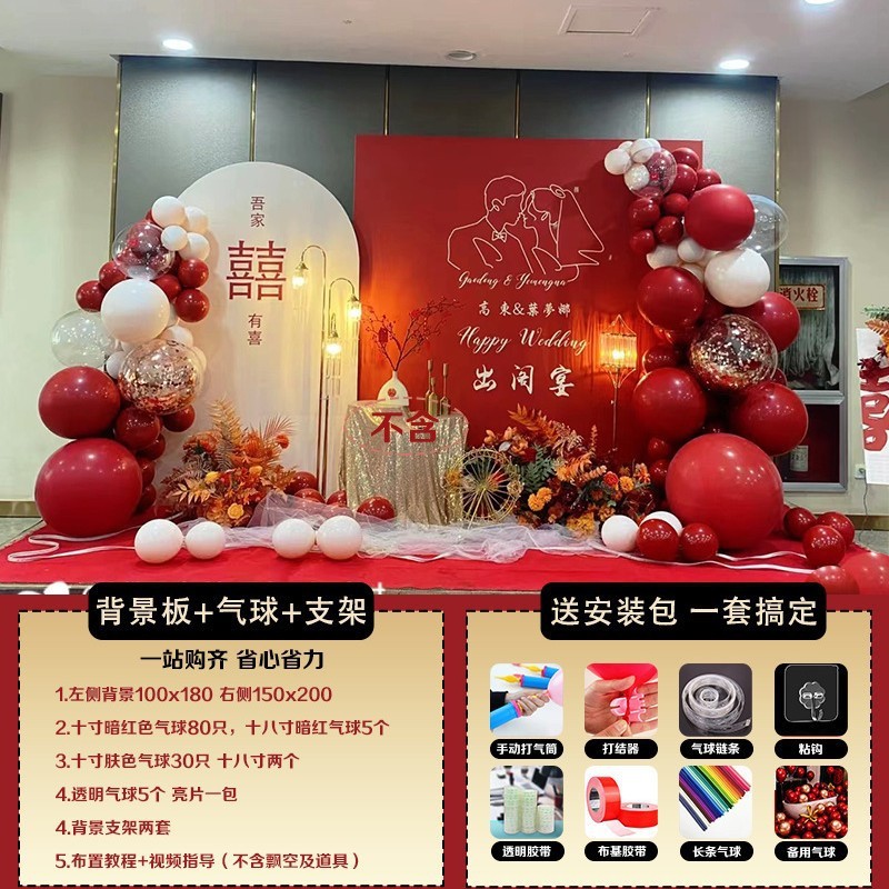 吾家有喜出阁宴背景板回门宴结婚宴背景墙布置kt板气球订婚装饰品|undefined