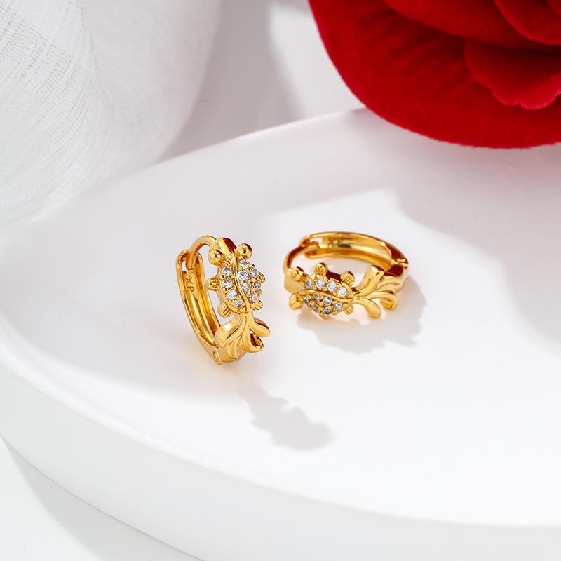 Hebillas de Oreja con Pez de Aleación de Cobre Bañadas en Oro de 24K, Galvanizadas, para Mujer