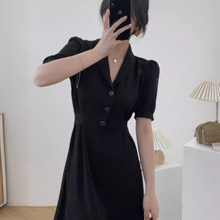 [in stock] plus size suit collar dress chubby girl French platycodon grandiflorum skirt slim belly summer women 22308