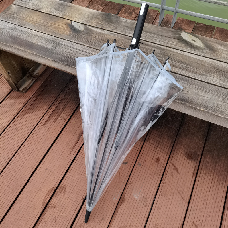 Transparent umbrella PVC HD transparent long handle straight rod curved handle large umbrella Fashion Net Red fresh men and women