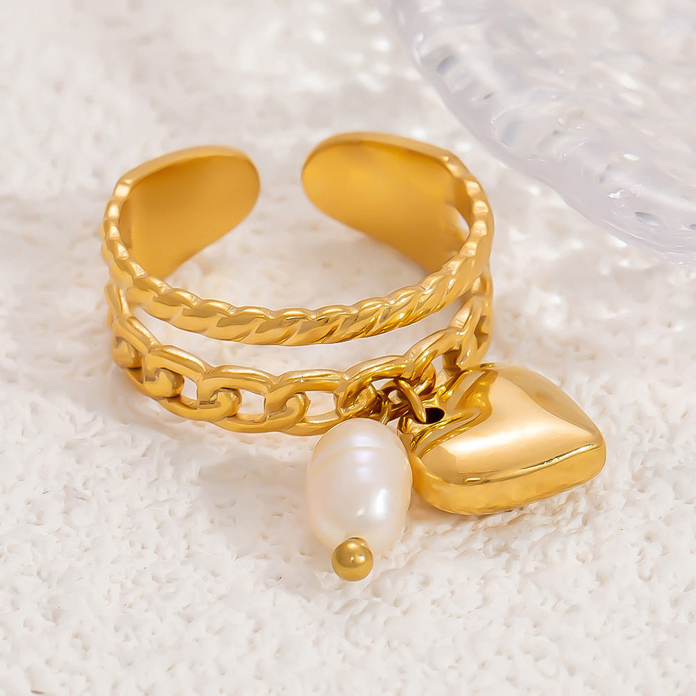 5g Weight Open Rings Classification One Size Ring Size 1 Piece Quantity Banquet, Tea Party Occasion 304 Stainless Steel Material Heart Shape Pattern Women's Gender Plating Design Lady Style Wholesale Jewelry Lady Heart Shape 304 Stainless Steel Plating Open Rings 5