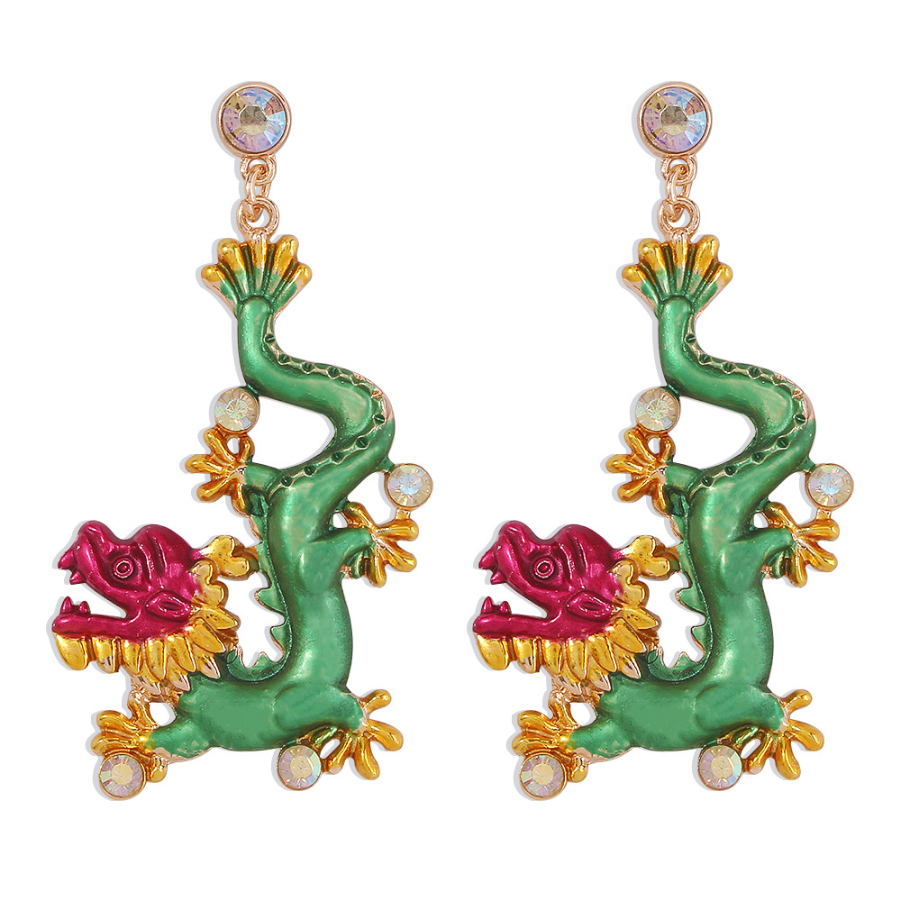 Fashion Drop Oil Hit Color Dragon Earrings Wholesale Nihaojewelry display picture 10