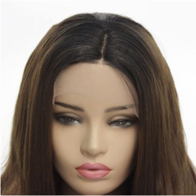 Fibra química europea y americana frente al encaje cubierta de cabello marrón ondulado largo rizos = peluca fabricantes al por mayor LW0116