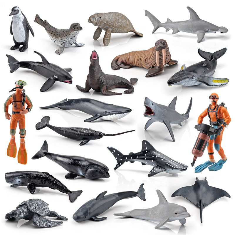 Simulación ballena asesina diablo peces mar León pingüino delfín animal marino buzo modelo traje decoración estática juguete