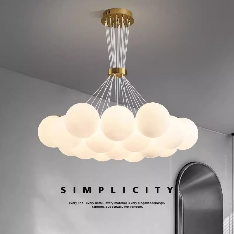 Bubble Moon Lamp Simple Modern Cream Style Nordic Restaurant Lamp Master Bedroom Lamp Magic Bean Glass Planet Chandelier