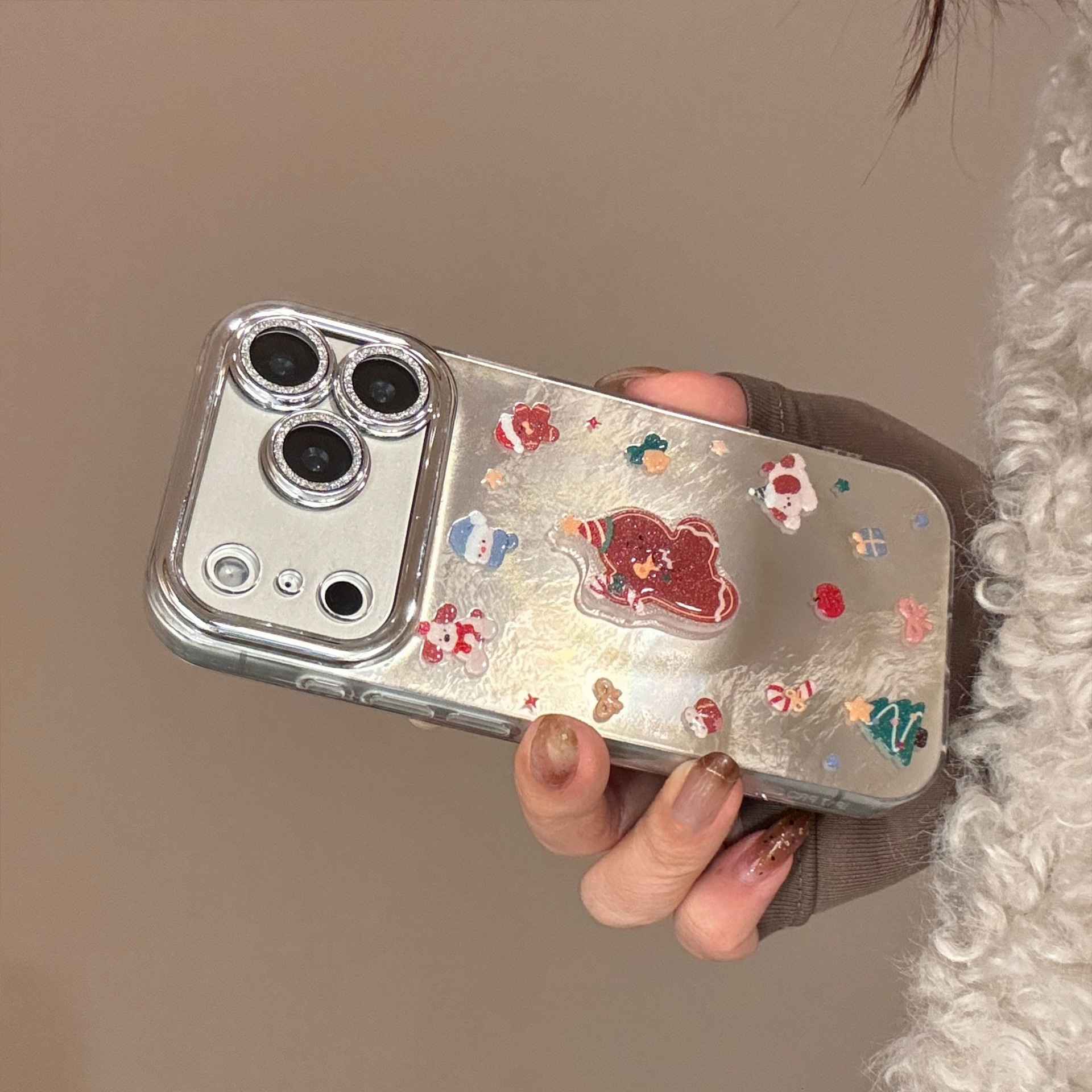 Glitter Gingerbread Man Phone Case For Iphone With Lens Protector_voghion.com