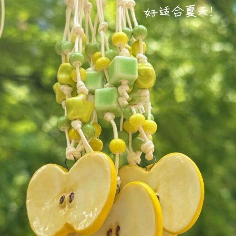 清甜苹果清新多巴胺陶瓷串珠编绳项链小众甜美锁骨显白气质颈链女|undefined