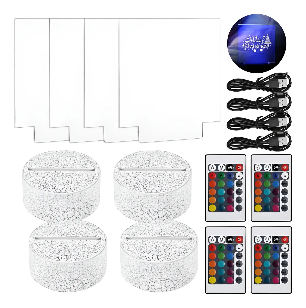 Transfronterizo nuevo exótico 3D luz de la noche titular USB Toque control Remoto colorido luz de la noche lámpara de mesa de acrílico combinación base