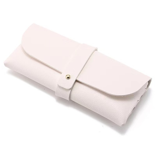 2024 New Soft Bag PU Leather Nail Case Sunglasses Case Wallet Style Simple Portable Sunglasses Case with Logo