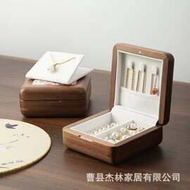跨境木质印花首饰盒生日礼物包装盒手镯项链情人节氛围实木首饰盒