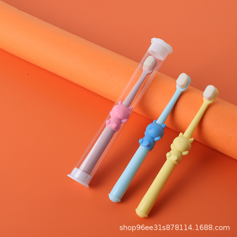 Children's Toothbrush 3-12 Years Old Cartoon Bear Hotel Soft-Bristled Baby Toothbrush Wholesale Independent Packaging Easy to Carry
