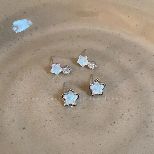 Bright Star~Star Zircon Silver Needle Earrings Women's Fashionable Temperament Cool Earrings  New Earrings