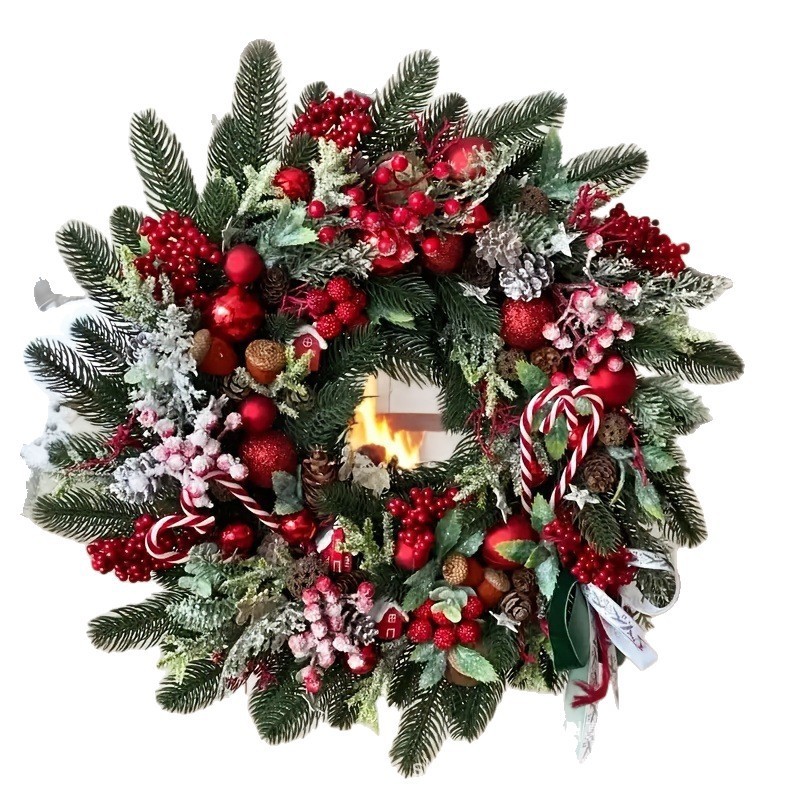 爆款圣诞节花环松果浆果松柏装饰跨境亚马逊冬季Christmas Wreath|undefined