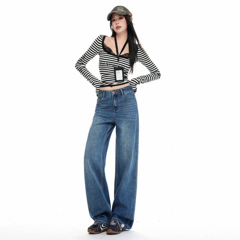 Retro Blue High-Waisted Slim Straight-Leg Jeans for Women, 2026 Early Autumn New Simple Basic Casual Versatile Straight-Leg Pants Retro Blue High-Waisted Slim Straight-Leg Jeans for Women, 2026 Early Autumn New Simple Basic Casual Versatile Straight-Leg Pants