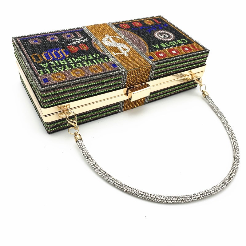 Rhinestone, Pearl Material Solid Color Pattern Fashion Style Rhinestone Pearl Solid Color Bag Chain