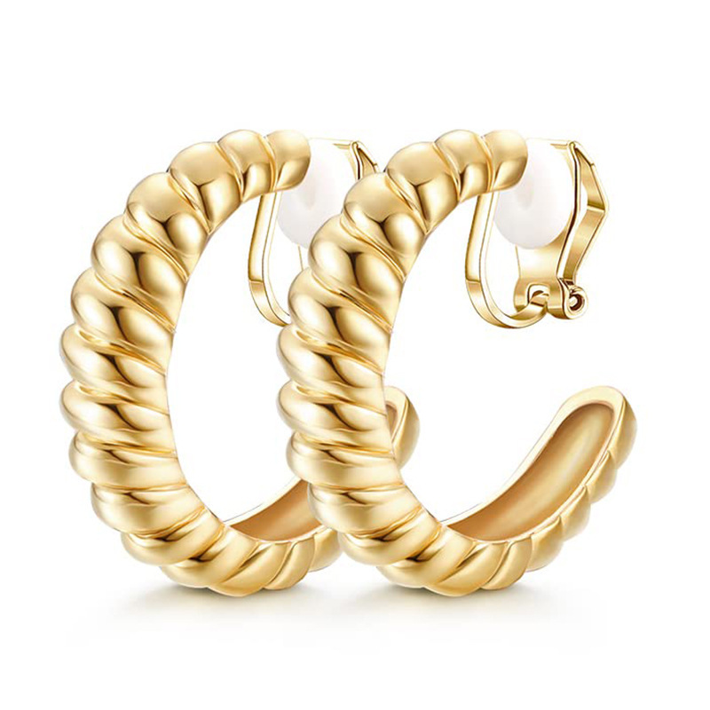 European and American Cross-Border Geometric C-Shaped Painless Hollow Ear Clips, Alloy, Personalized, Simple and Elegant, Non-Pierced Earrings for Women
