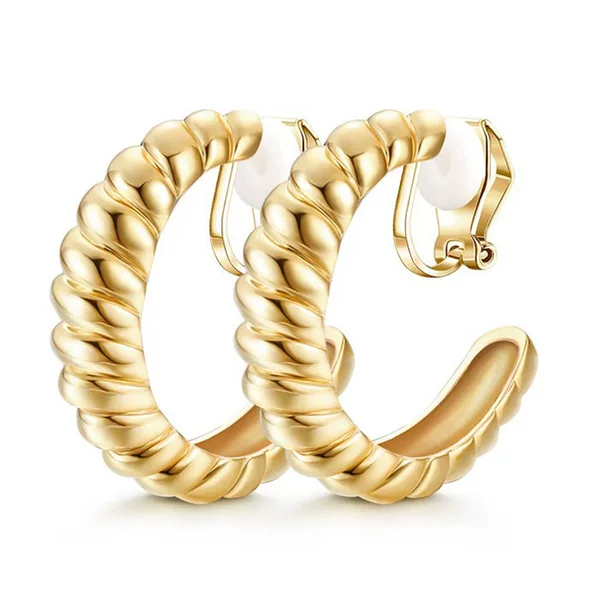 European and American Cross-Border Geometric C-Shaped Painless Hollow Ear Clips, Alloy, Personalized, Simple and Elegant, Non-Pierced Earrings for Women