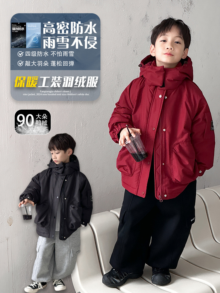 McCarthy ropa infantil chaqueta de pluma para niños invierno 2025 nuevo niño otoño invierno grueso chaqueta de invierno con capuzas cálidas