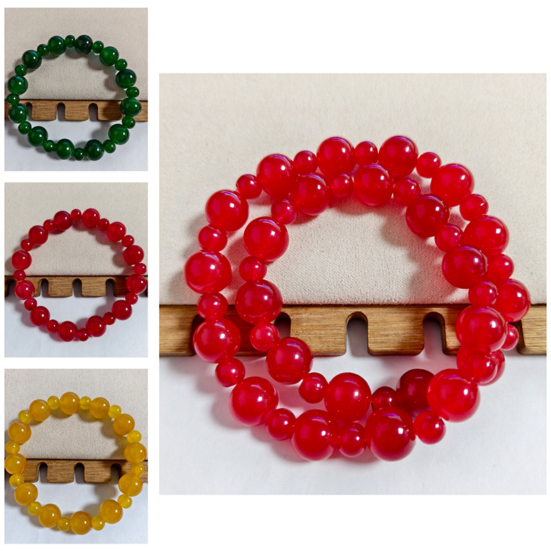 Trendy Single and Double Circle Bracelets with Agate, Aventurine, Emerald for Tiktok Live Streaming and Amazon Cross-Border Sales