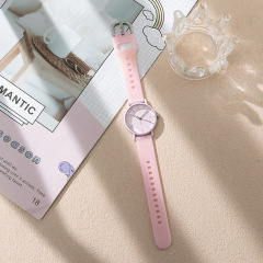 Wholesale pastel-colored lady's watch with digital scale, silicone quartz student watch for women, fresh and elegant style