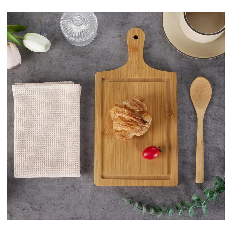 Amazon con la mano caja de regalo mini juego de tabla de cortar de bambú juego de cuchillo de queso boda fiesta de cumpleaños tabla de bambú ranura de jugo