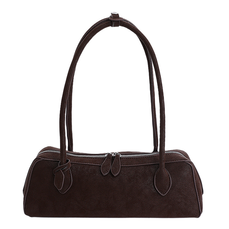 Große Wildleder-Baguette-Tasche für Damen, 2026, neuer trendiger matter Retro-Stil, einseitig schulterfrei, ideal für Pendler, mit Kissenbezug._voghion.com