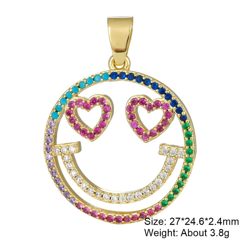 3g Weight Pendant Jewelry Making Type Zircon Inlay Material DIY Jewelry Accessories Classification 1 Piece Quantity Copper Material Devil's Eye, Moon, Heart Shape Pattern Plating Design Vintage Style, Classic Style Style 1 Piece Copper Zircon Devil's Eye Moon Heart Shape Pendant 2