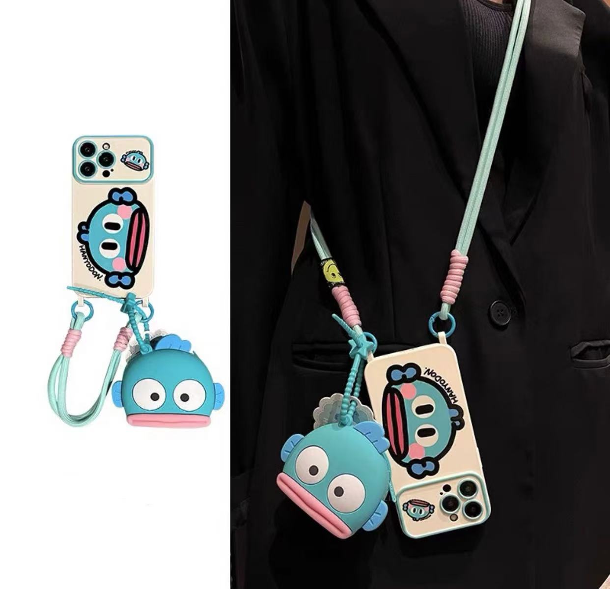 Pez lindo feo de dibujos animados para iphone15 diagonal 16ProMax bolsa de pescado 13 Apple 14 funda para teléfono móvil 15PM nuevo