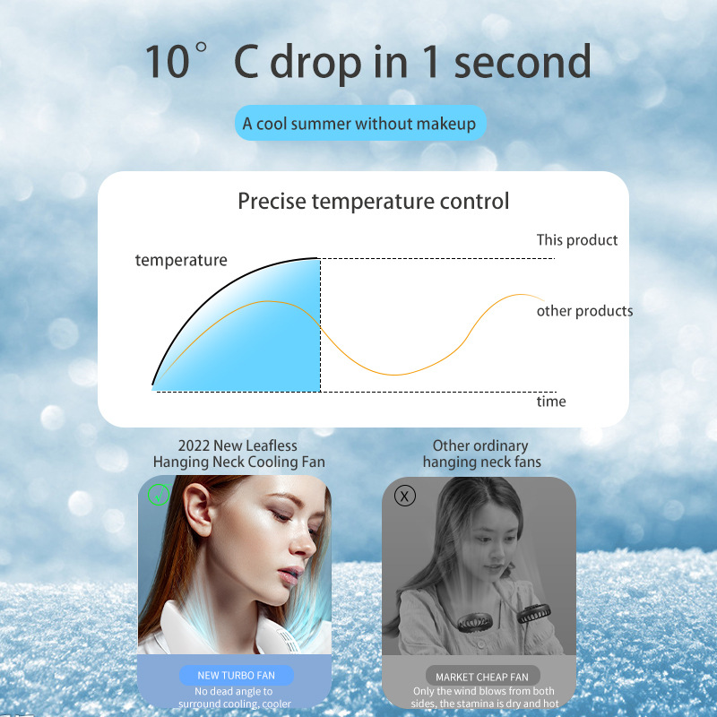 Hanging neck fan bladeless silent portable mini high wind cooling outdoor sports office class USB fan