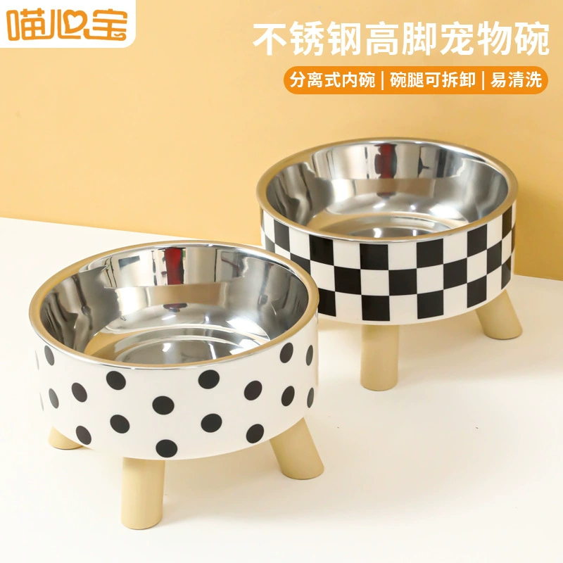 Мяу Сердце Сокровище высокие ноги собака чаша защиты шейки матки один чаша поднял риса бассейна корм для кошек бассейна из нержавеющей стали Новые оптовые