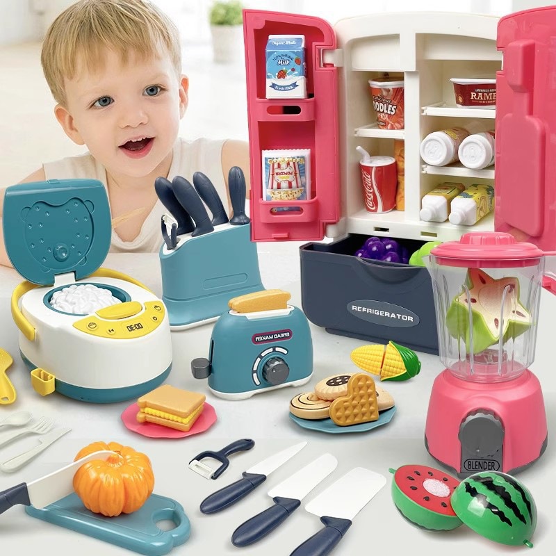 Role-Playing Simulation Kitchen Cooking Children's Educational Toy Set for Girls and Boys Aged 3-6 with Fruit Cutting Fun