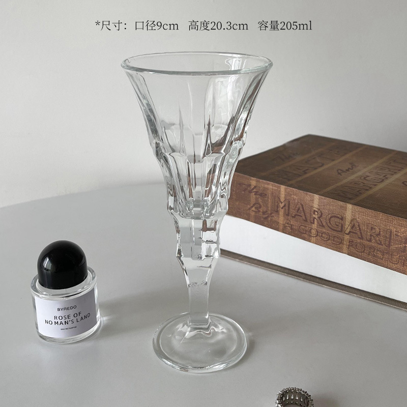 Taza de champán en relieve retro estilo ins francés copa de vidrio copa de vino tinto copa de jugo copa de bebida bar KTV