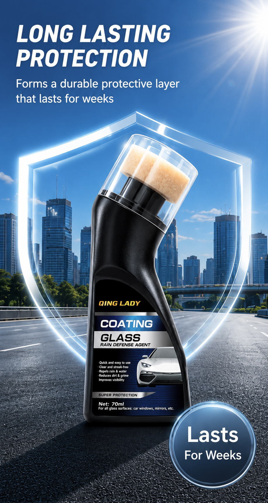 Car Glass Coating Spray Anti-Fog, Waterproof, Water-Repellent, Long-Lasting Cleaner for Car Glass Coating