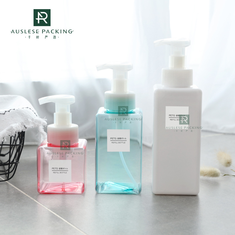 petg四方泡沫瓶250ml洗手液分装瓶沐浴露起泡瓶450ml洁面慕斯瓶