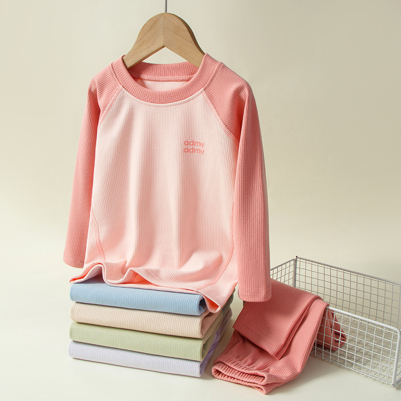 Otoño Invierno ropa interior térmica de los niños traje mousse Cachemira mangas raglán para y niñas pijamas hogar otoño