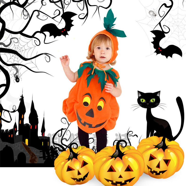 国境を越えた子供ハロウィーンカボチャ服装赤ちゃんコスプレスタイル衣装かわいいカボチャ赤ちゃん服装