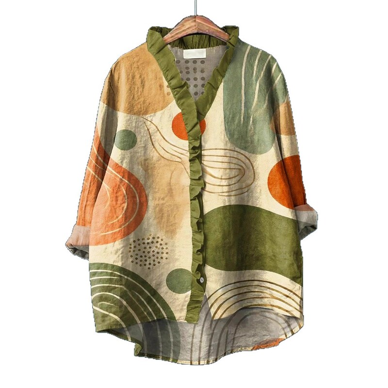 2025 Summer New Temu Aliexpress Loose Printed Casual Large Size Lace Women's Shirt 2025 Summer New Temu Aliexpress Loose Printed Casual Large Size Lace Women's Shirt