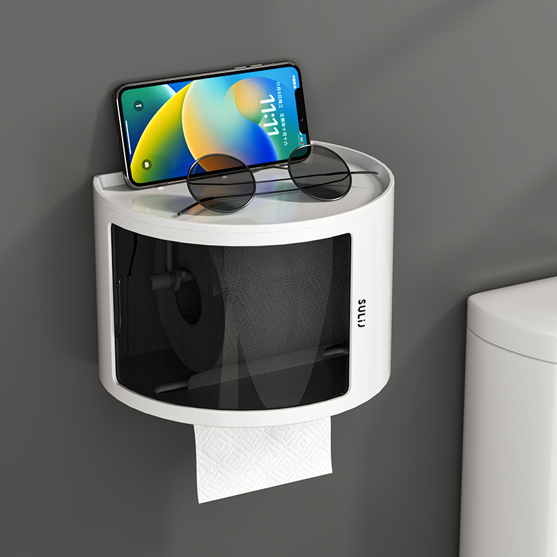 防水トイレティッシュボックストイレットトイレットボックス穴なしシェルフ壁掛け式浴室ティッシュボックスロール紙ボックス|undefined