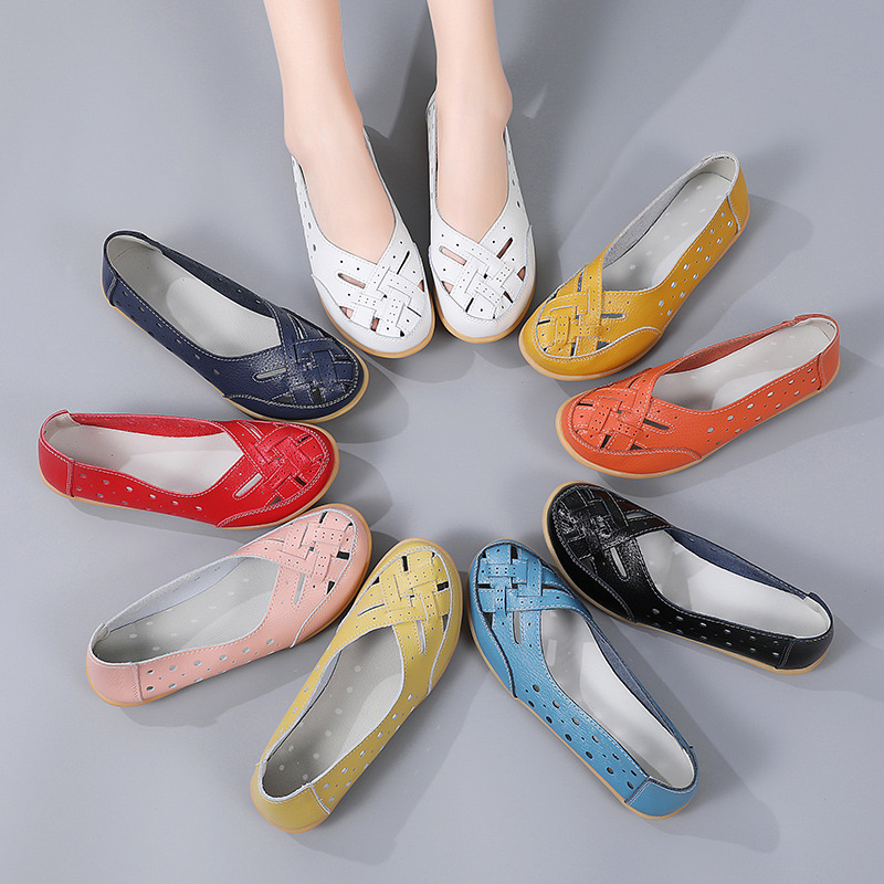 35-46 plus size women's shoes Bird's Nest summer women's shoes hollow closed toe mother's shoes beef tendon massage bottom peas shoes women's shoes