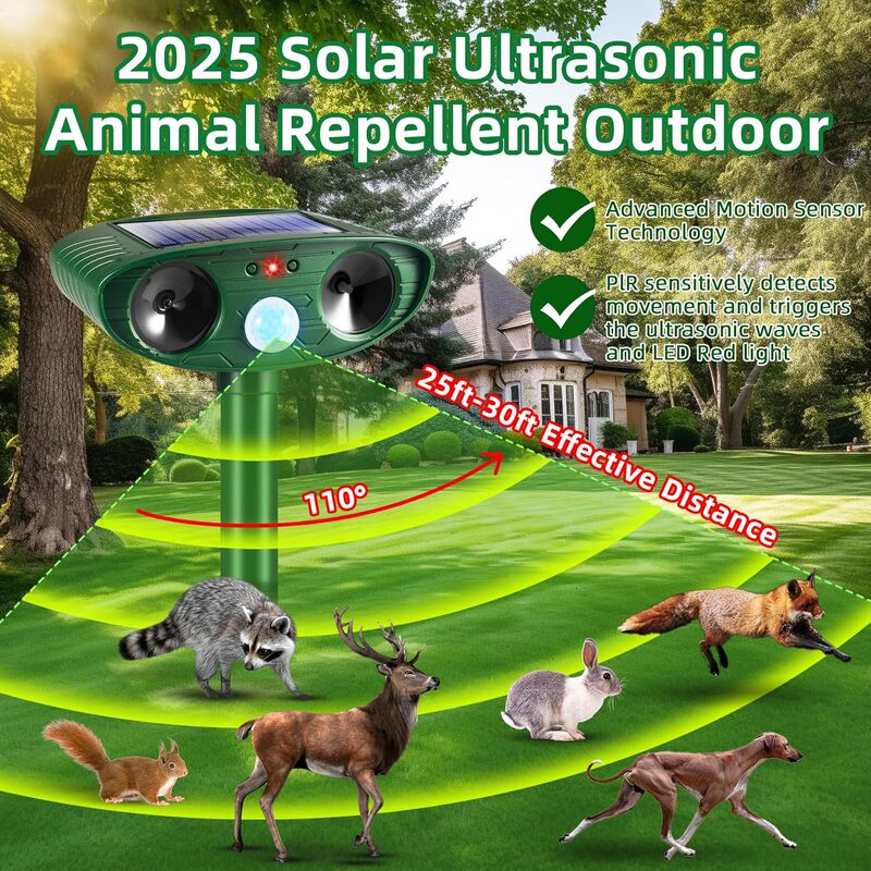 国境を越えた卸売スポットソーラー動物撃退器家庭用赤外線誘導フラッシュ超音波猫、犬、ネズミ撃退器|undefined