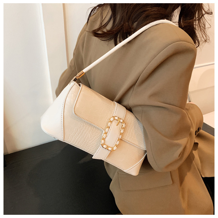 Women's Medium All Seasons Pu Leather Plaid Streetwear Square Zipper Buckle Baguette Bag display picture 2