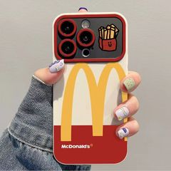 新型Mフライドポテトウィンドウ付きiPhoneケース、Apple 17、iPhone 16 Pro Max、iPhone 13、iPhone 16/12/X対応、フルカバー、シリコン製