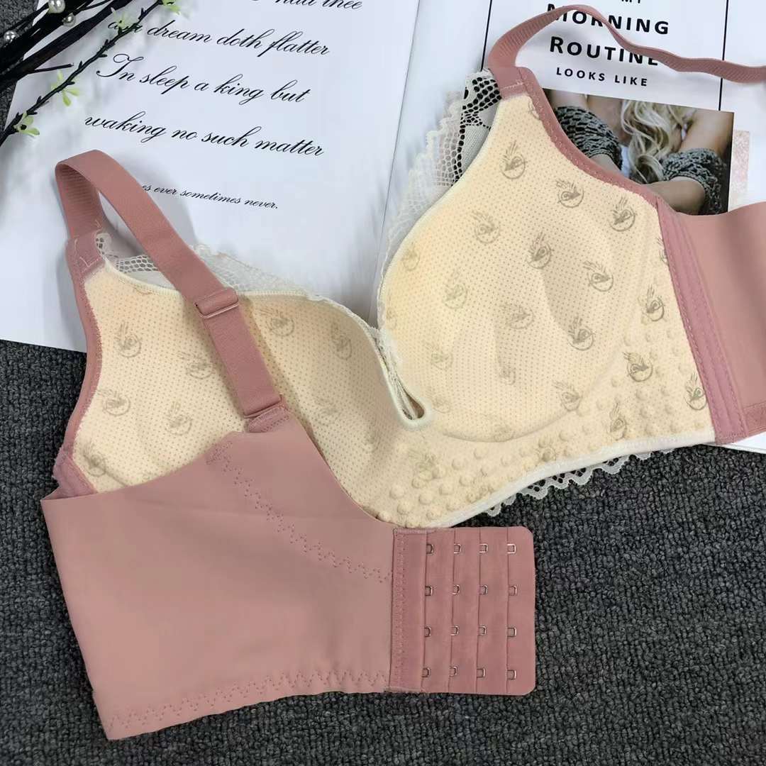 Sujetador de encaje de punto cintura ajustable adelgazamiento pecho ropa interior pequeño pecho push up ropa interior cómoda push up sujetador sin costuras