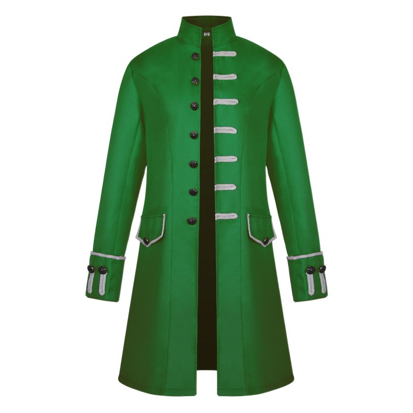 Halloween Amazon abrigo de hombre europeo y americano color sólido moda steampunk retro uniforme de hombre ropa de cuello alto