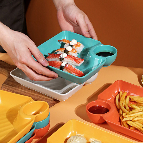 pp square Japanese dumpling plate with vinegar plate household dumpling plate commercial sushi plate snack plate snack plate logo