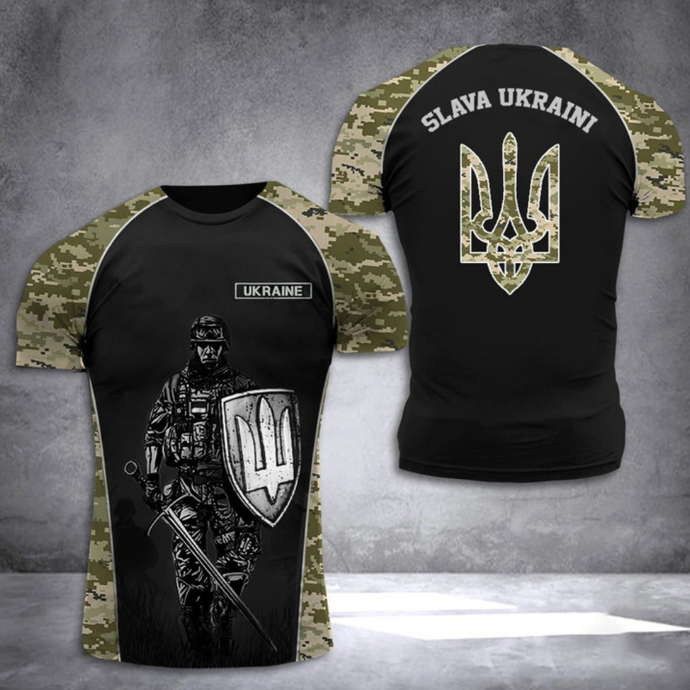 Camiseta de los hombres de Ucrania de manga corta de verano emblema nacional de Ucrania bandera impresa en 3D moda suéter de cuello redondo ropa
