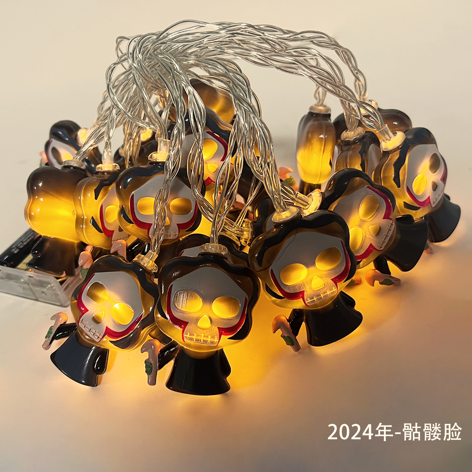 Luz decorativa de Halloween led fantasma telaraña colgante esqueleto calabaza bruja atmósfera lámpara cadena de escenas decoración