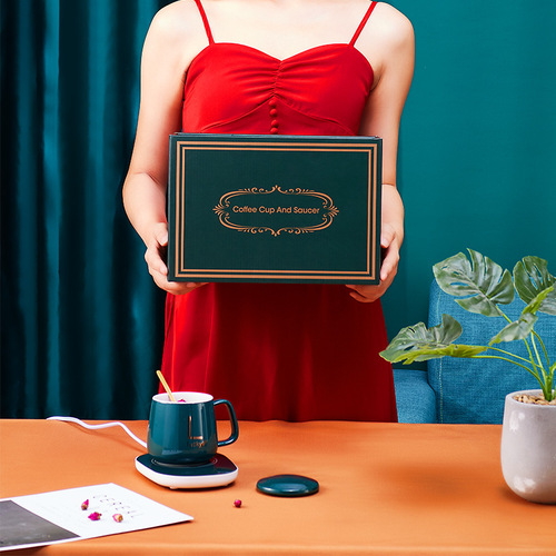 Thermostatic cup 55 degrees warm cup automatic insulated water cup milk heating coaster warm pad gift box set event gift